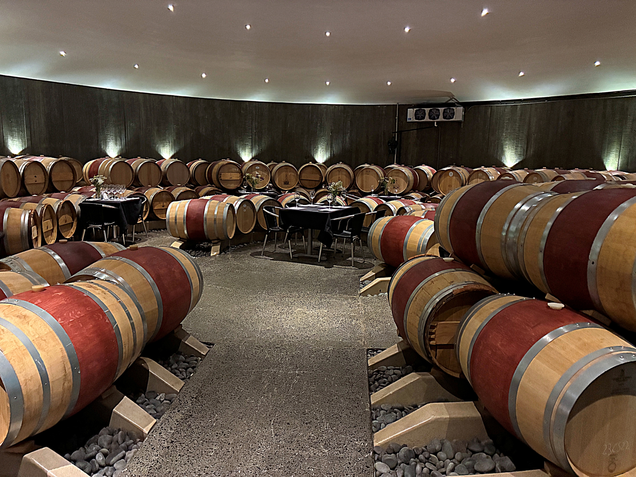 Wine barrel cave tasting room